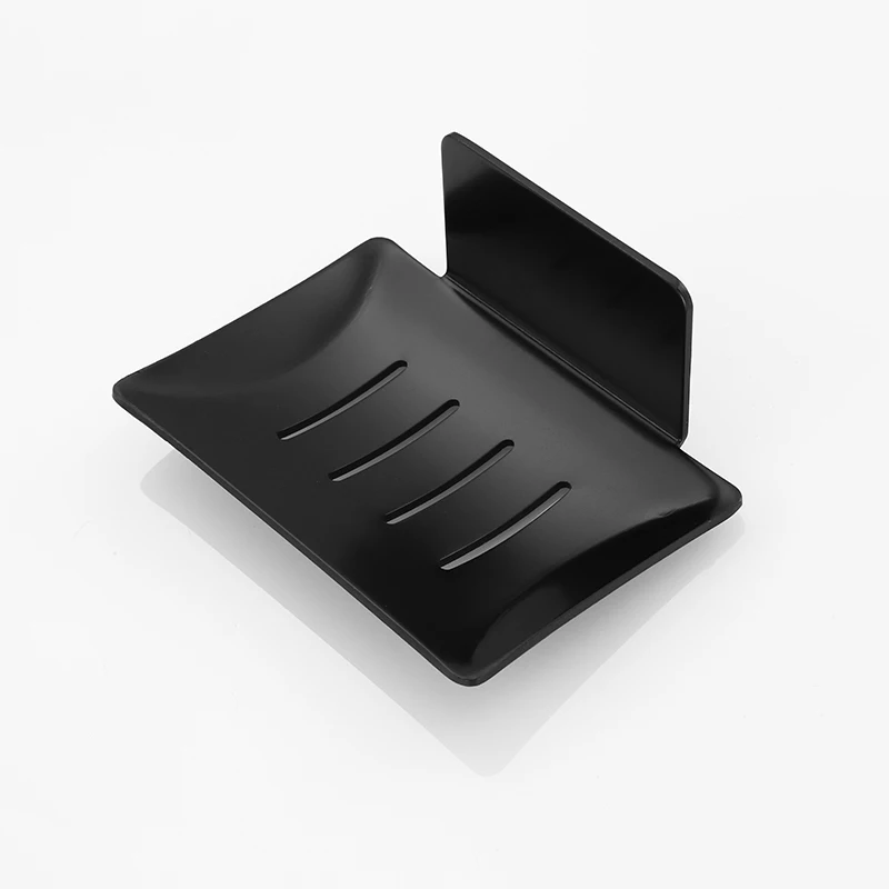 

Bathroom Soap Storage Container Holder Black Shower Room Accessories Bath Wall Shelf Punch Free Metal Drain Sponge Soap Rack
