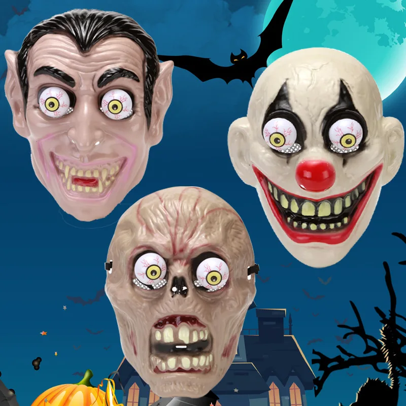 

Funny’s Horror Plastic Mask Halloween Carnival Party Costume Prop Cosplay Moveable Eyes Vampire Skeleton Zombie Joker Vizor