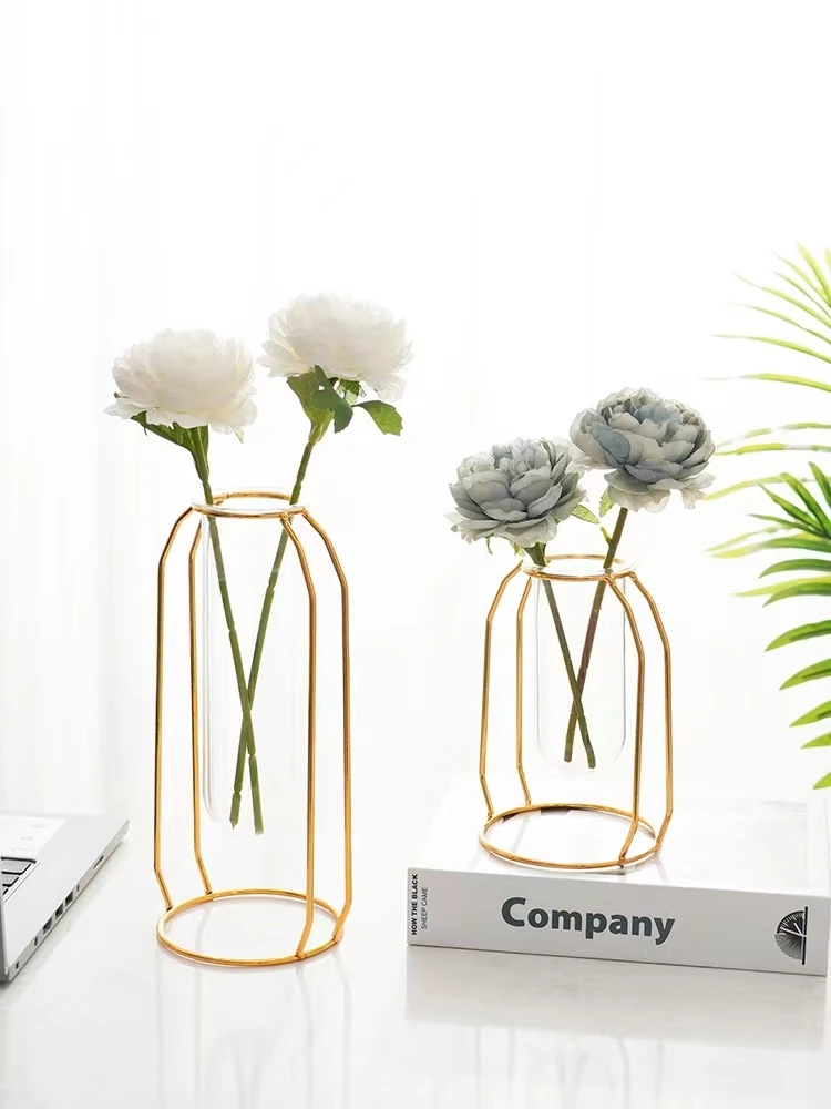 

Ins Nordic style golden creative light luxury vase exquisite living room soft furnishings flower arrangement decorative bottle