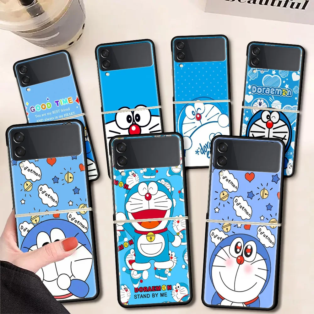 

Anime Doraemon Funda Case For Samsung Galaxy Z Flip 3 5G Luxury Z Flip3 Black PC Hard Shockproof Back Phone Coque Capa