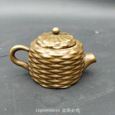 

Exquisite Antique Pure Copper Brass Mini Small Teapot Ornament