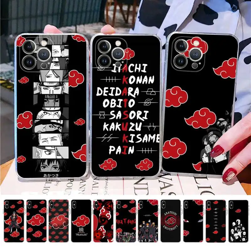 

Bandai Anime Naruto Akatsuki Cloud Phone Case for iPhone 11 12 13 mini pro XS MAX 8 7 6 6S Plus X 5S SE 2020 XR case