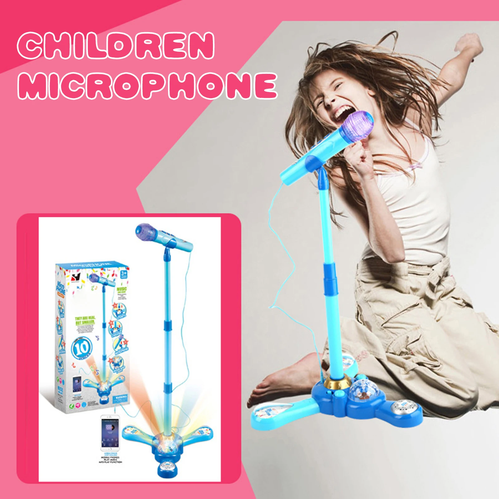 

Karaoke Microphone Toy With Flashing Stage Lights Multidimensional Training Early Education Enlightenment Toy For Toddler