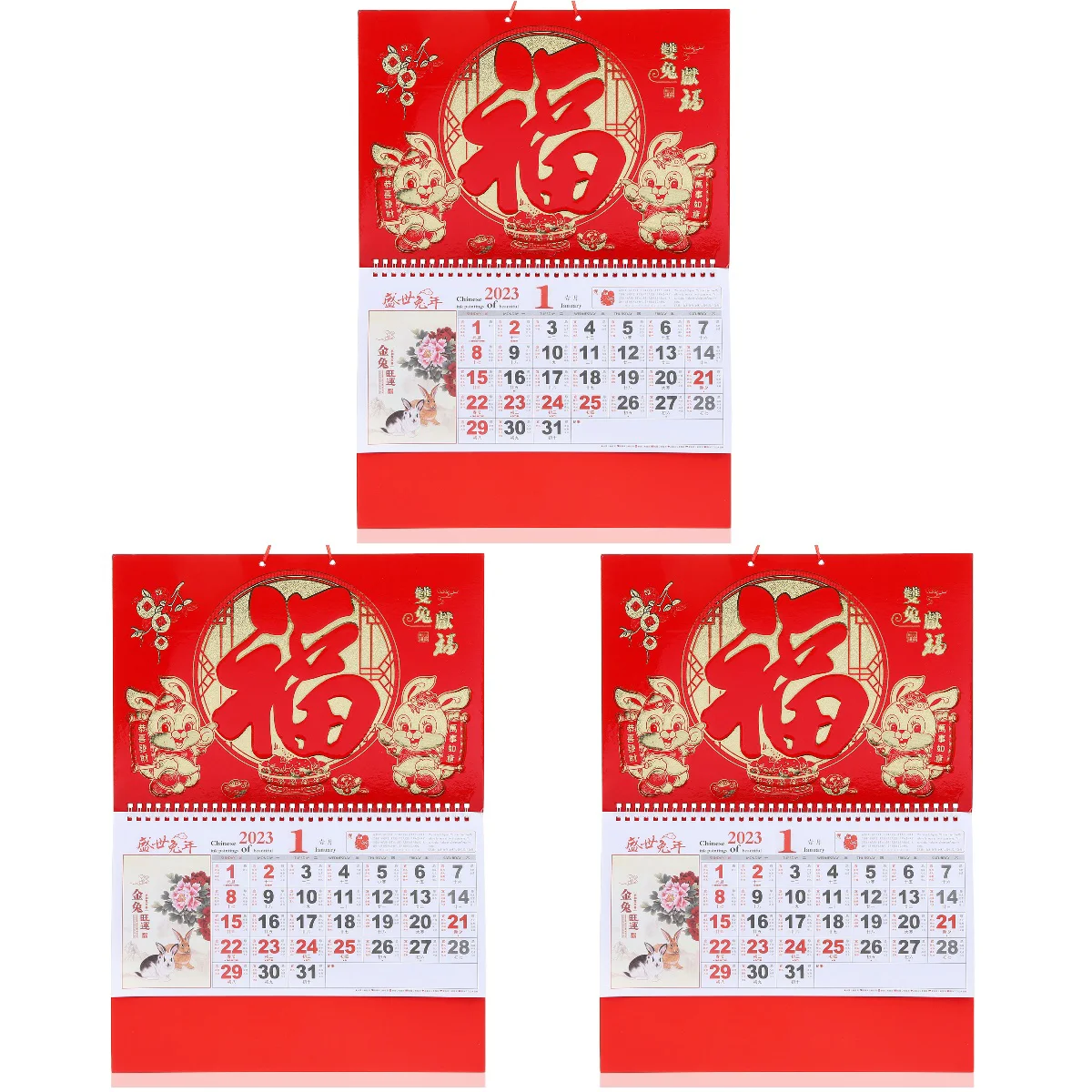 Настенный календарь для нового года, 3x классический, подвесной календарь на 2023 год, китайский календарь 2023