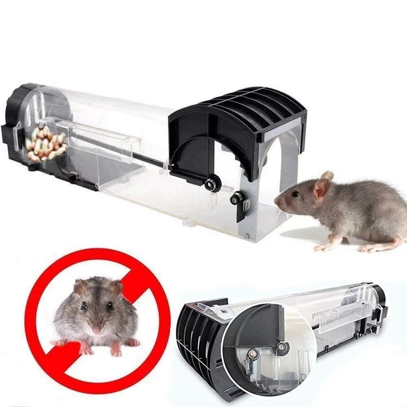

New Safe Firm Reusable Humane Indoor Outdoor Rat Trap Smart Self-locking Mousetrap Transparent Household Mouse Catcher