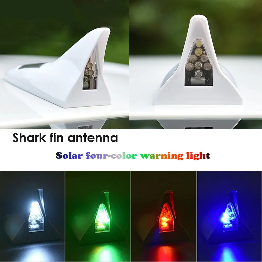 

LED Car Roof Signal Lamp Solar Power Shark Fin Antenna Strobe Warning Light auto anti-collision flashing warning lights decor