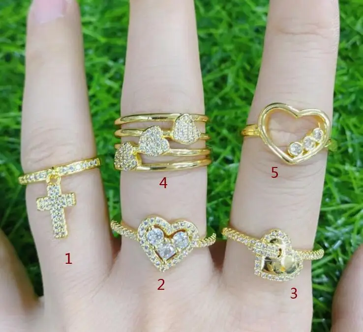 

1 шт. эмалевые кольца в форме сердца циркониевые ювелирные кольца многослойные металлические аксессуары ювелирные изделия для женщин регулируемые штабелируемые h8ht