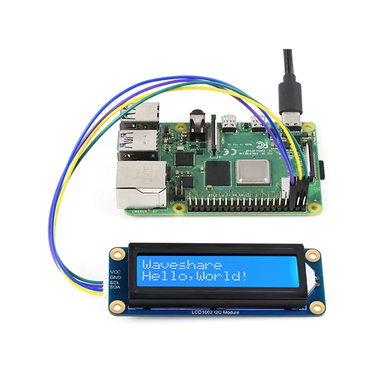 ЖК-экран Waveshare LCD1602 I2C AiP31068 32-символьный совместимый с 3 В/5 В для Raspberry/Pi Pico/Jetson Nano