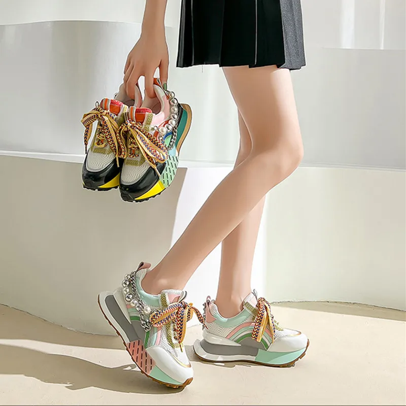 Sneaker women's genuine leather daddy shoes spring 2023 new versatile Forrest Gump platform casual shoes women breathable