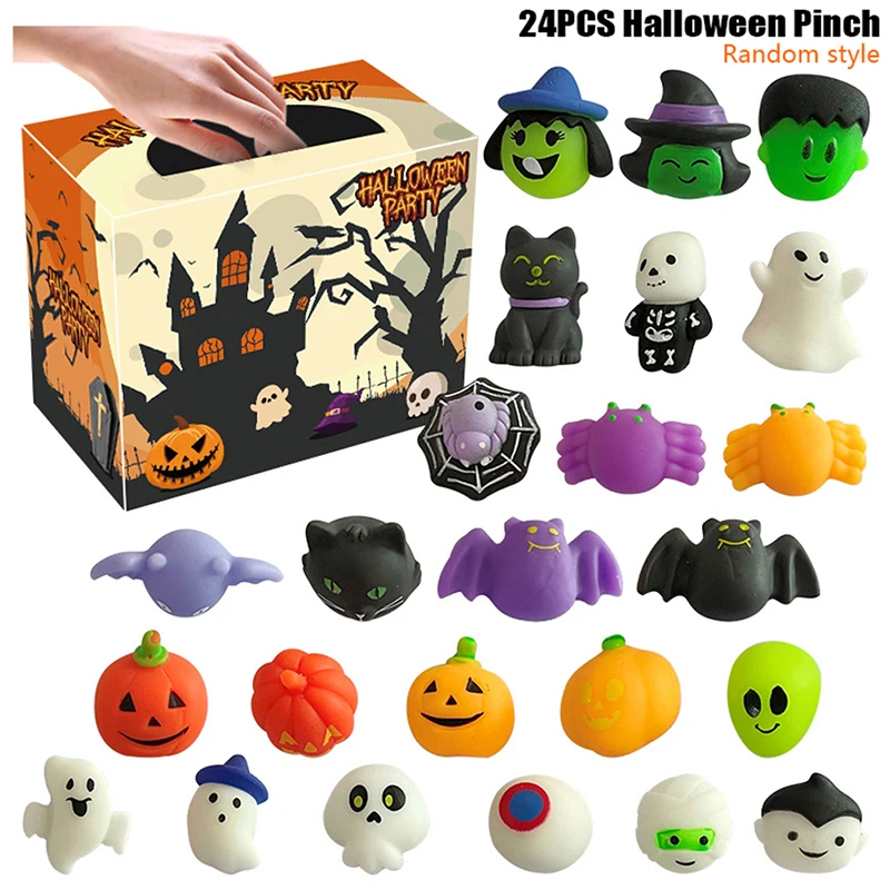

24Pcs Mini Squishy Toys Squishies Halloween Kawaii Zombie Ghost Pattern Stress Relief Squeeze Toys For Children Kids Gifts