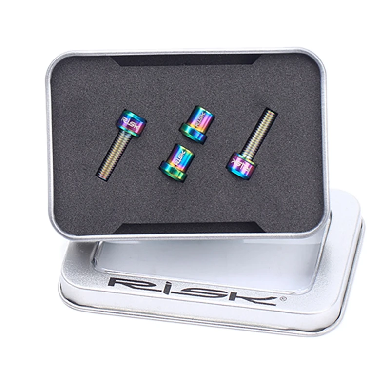 

RISK Rear Tail Lock Nut Titanium Alloy Bicycle Stem Bolts Screw With M5x18mm Washer Screw For Road Bike MTB Folding