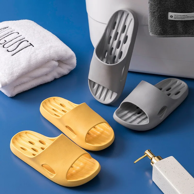 

Women Men Bathroom Slippers Non-slip Hollow Out Quick Dry Summer Shoes Foot Massage Slipper Soft EVA Lovers Home Shower Slides