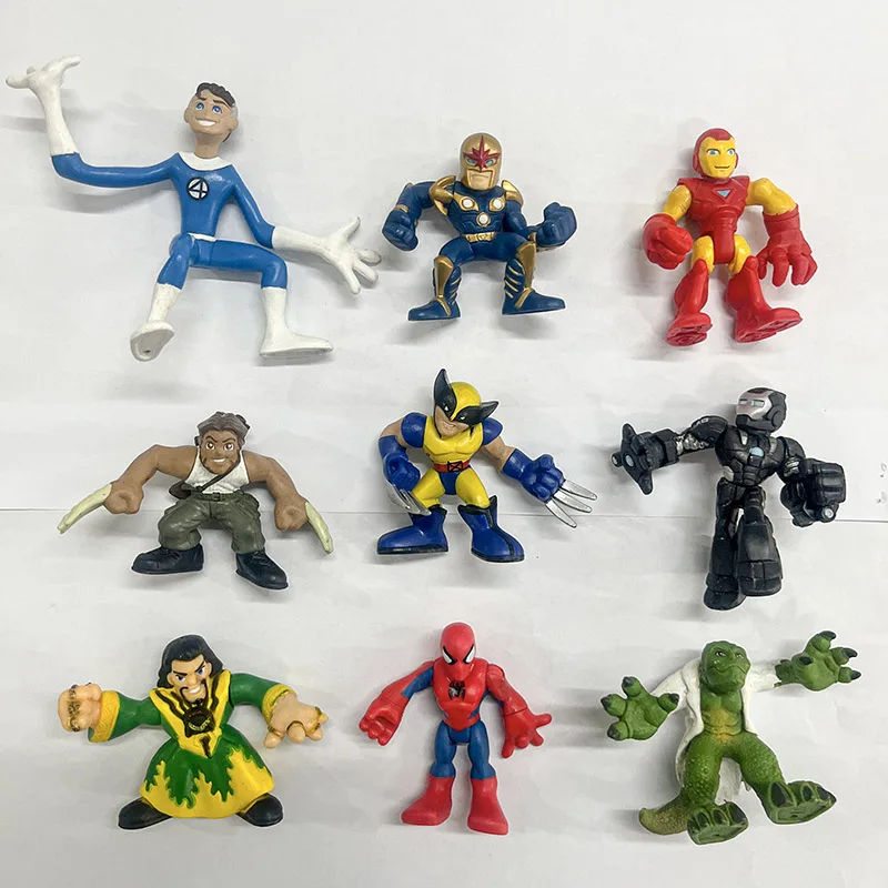 S Spider-man Nova Iron Man Wolverine Anime Characters Collection Ornaments Model Doll Toy Kids Gifts