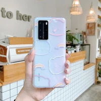 luxury shockproof silicone phone case for huawei p20 p30 p40 mate 20 30 nova 5 7 se pro transparent back cover color pattern