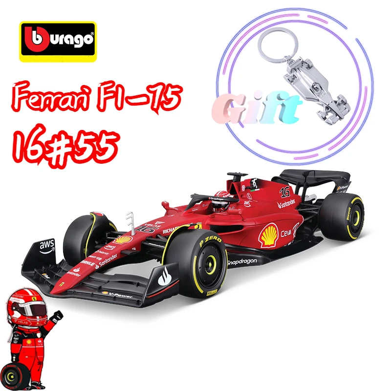 

Bburago 1:18 2022 F1-75 F1 Racing #55 Carlos Sainz #16 Leclerc Formula Car Static Die Cast Vehicles Collectible Model Cars Toys