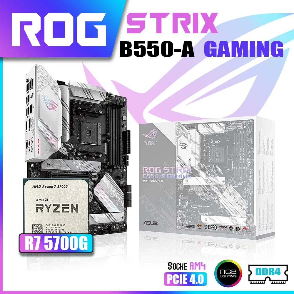 

New Kit ASUS ROG STRIX B550-A GAMING With AMD Ryzen 7 5700G Processor CPU DDR4 Memory Motherboard AM4 RGB mATX Combo