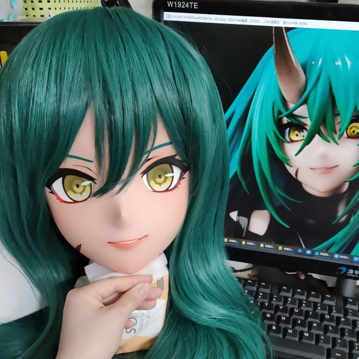

(KMY114)Customize Character Female/Girl Resin Kig Full/Half Head With Lock Anime Cosplay Japanese Animego Kigurumi Mask
