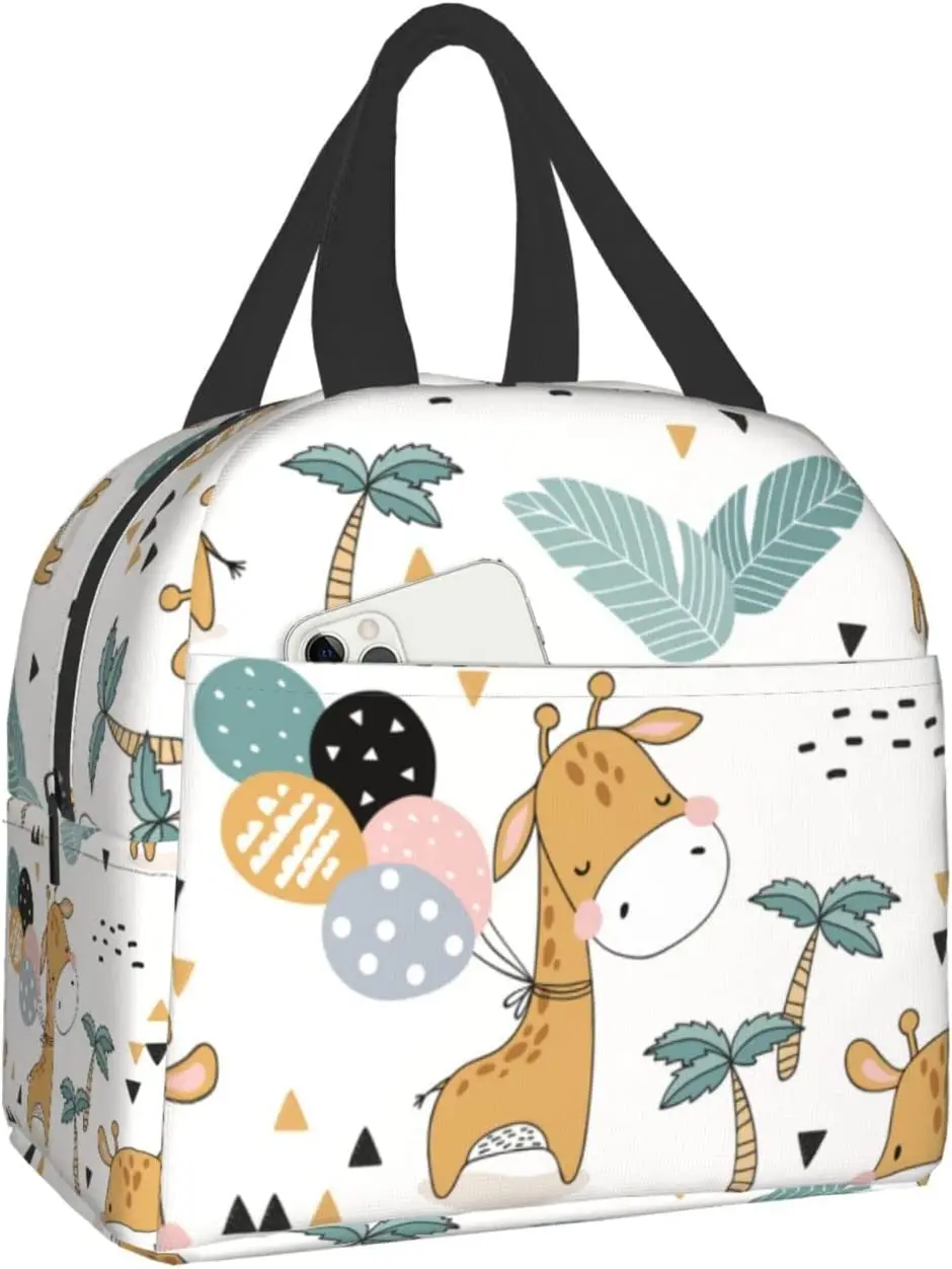 

Cute Baby Giraffe Animal Lunch Box Insulation Lunch Bag for Women Men Reusable Lunch Tote Bags Perfect for Office Hiking Picnic