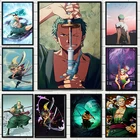 Цельная фигурка аниме плакат печать настенные наклейки Обезьяна D. Luffy Roronoa Zoro Vinsmoke Sanji Холст Картина детская комната