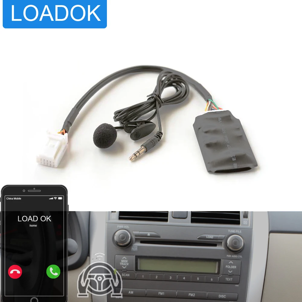 

Car Bluetooth 5.0 Kit AUX Hands Free Adapter CD Changer Cable for Toyota 6+6 12 Pin RAV4 Corolla Avensis Auris Camry AVRCP Radio