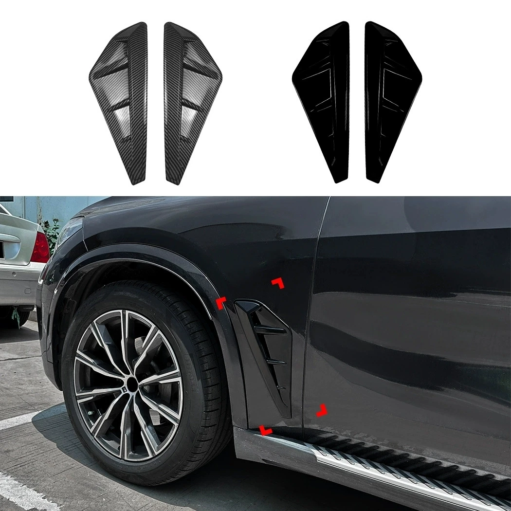 Фото Для BMW X5 G05 M-Sport: Накладки на боковые воздухозаборники (спойлеры) 2019-2022, глянцевый черный ABS, дизайн «Акулий плавник» №4