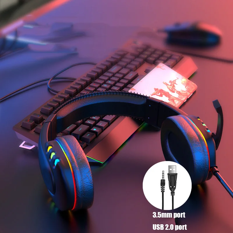 

New Product Gaming Headset with Microphone PC Player Headset Wired Colorful LED Marquee Headset for Xbox One Tablet PC PS4 PS5