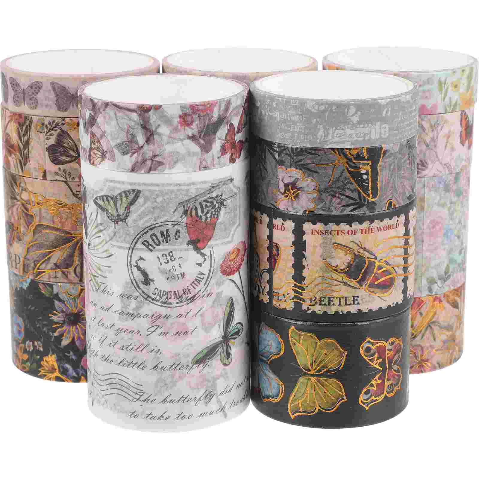 

17 Rolls of Decorative Tape Vintage Floral Tape Butterfly Pattern Tape Scrapbooking Tape DIY Tape Decor