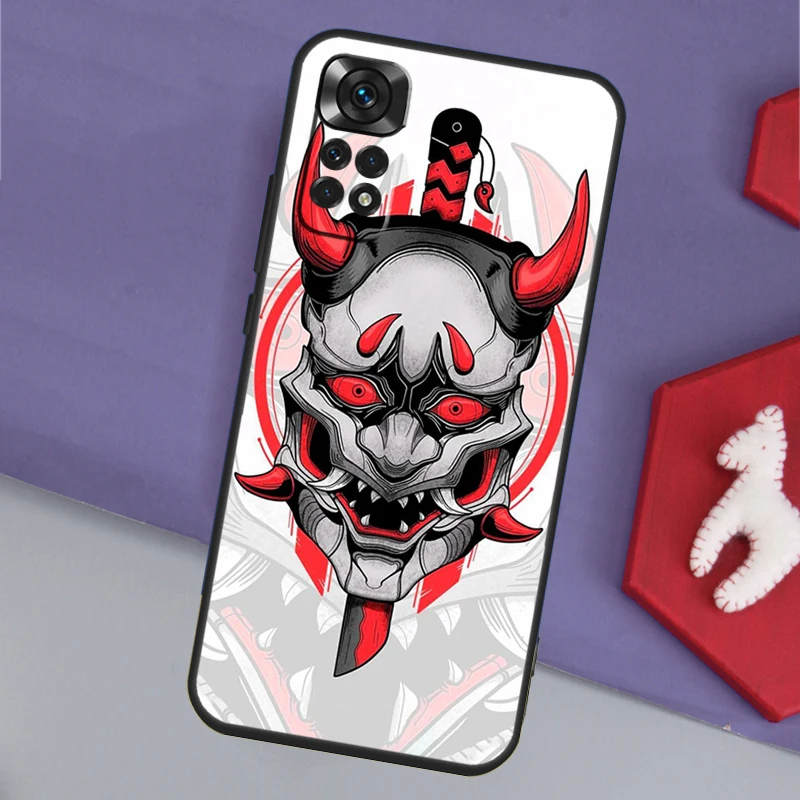 Фото Маска Samurai Oni Funda для Xiaomi Redmi Note 13 14 Pro 12 11 9 10 9S 10S 11S 12S Redmi 14C 10C 12C 13C Case №3