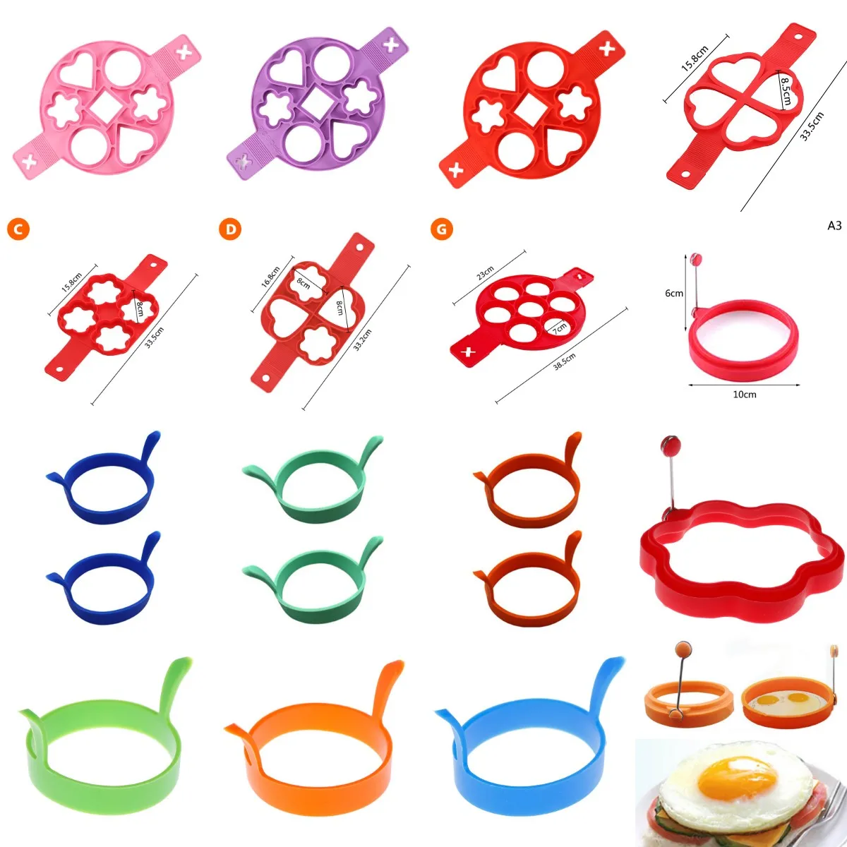 Силиконовая форма для жарки яичный блин, 22 вида