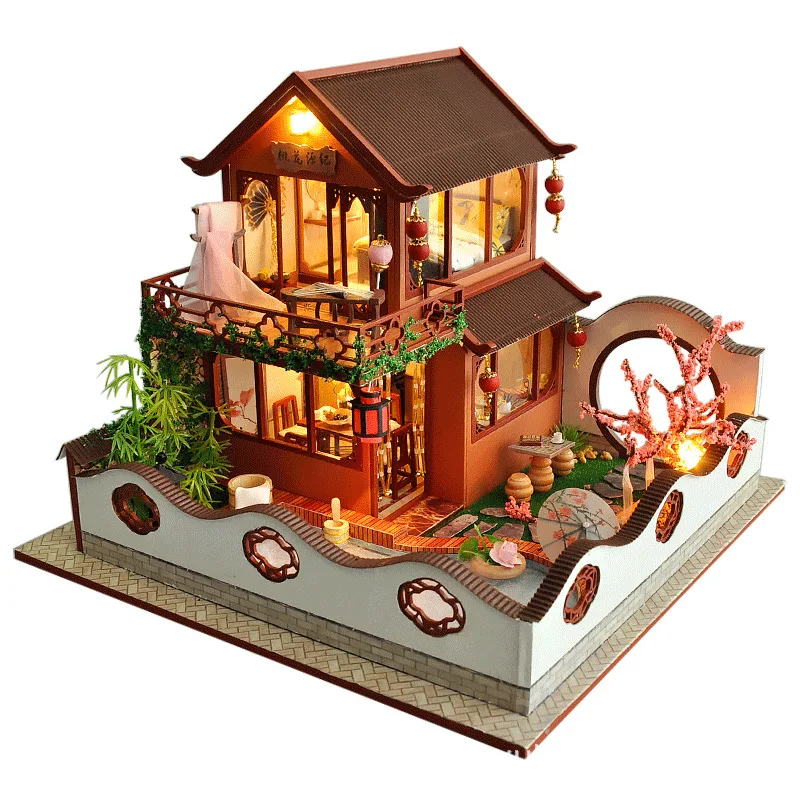 

Manual Doll House Handmade Wooden Mini Architecture Handwork Miniature 3D Jigsaw Puzzle Chinese Antique Villa Birthday Present