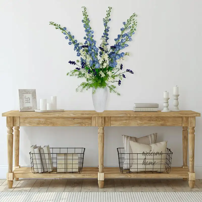 

Gorgeous 40" Set of 6 Blue Delphinium Artificial Floral Stems for Home Decor and Events.