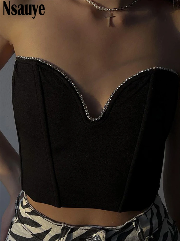 Nsauye Y2K без рукавов винтажный Бюстье корсет Топы Женские Ночные Клубные