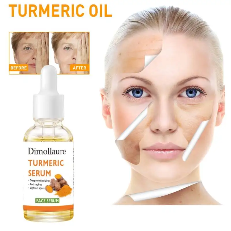 

DIMOLLAURE Turmeric Whitening Face Serum 30ml Remove Freckle Dark Spots Anti-Aging Wrinkles Skin Moisturizing Nourishing Essence