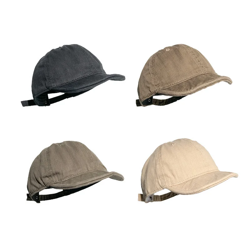 

Vintage Short Brim Cotton Baseball Cap Men Women Dad Hat Adjustable Trucker Style Low Profile Caps Dad Hat Snapback