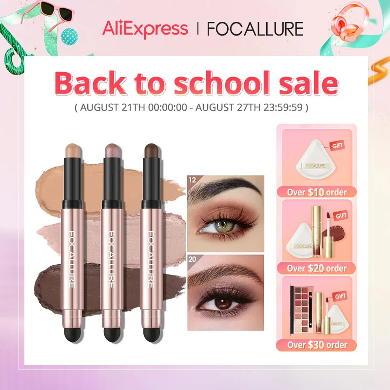 FOCALLURE Pearlescent Eyeshadow Pencil 24 Colors Waterproof 