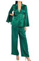 heavy satin acetate women suits 2 pieces one button daily high quality lining office lady jacket custom made blazerpant