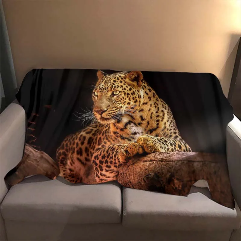 

Flannel Blanket Soft Fleece Blanket Bedspread Sofa Couch Camping Traveling Covers Nice Gifts for Friends Leopard Animal Printed