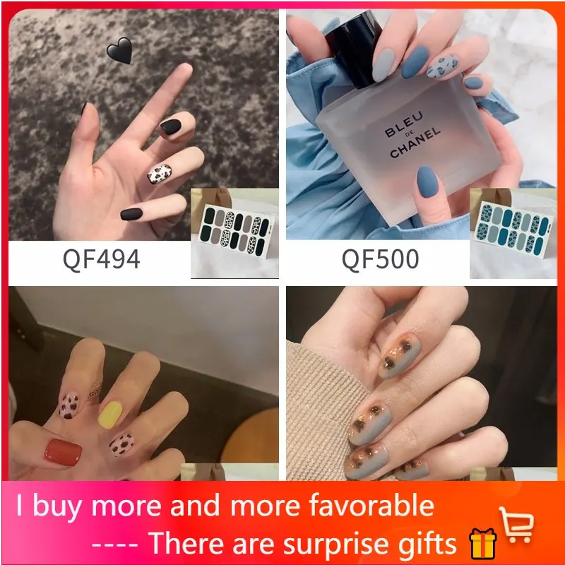 

Набор наклеек для дизайна ногтей, 14 наконечников/лист, полный Чехол, Леопардовый принт, Мультяшные наклейки для ногтей, оптовая продажа, вод...