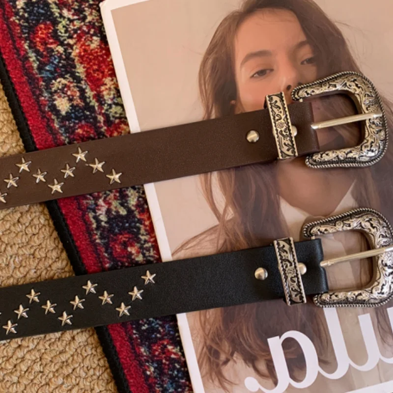 Винтажный ремень с заклепками в виде звезды Y2k