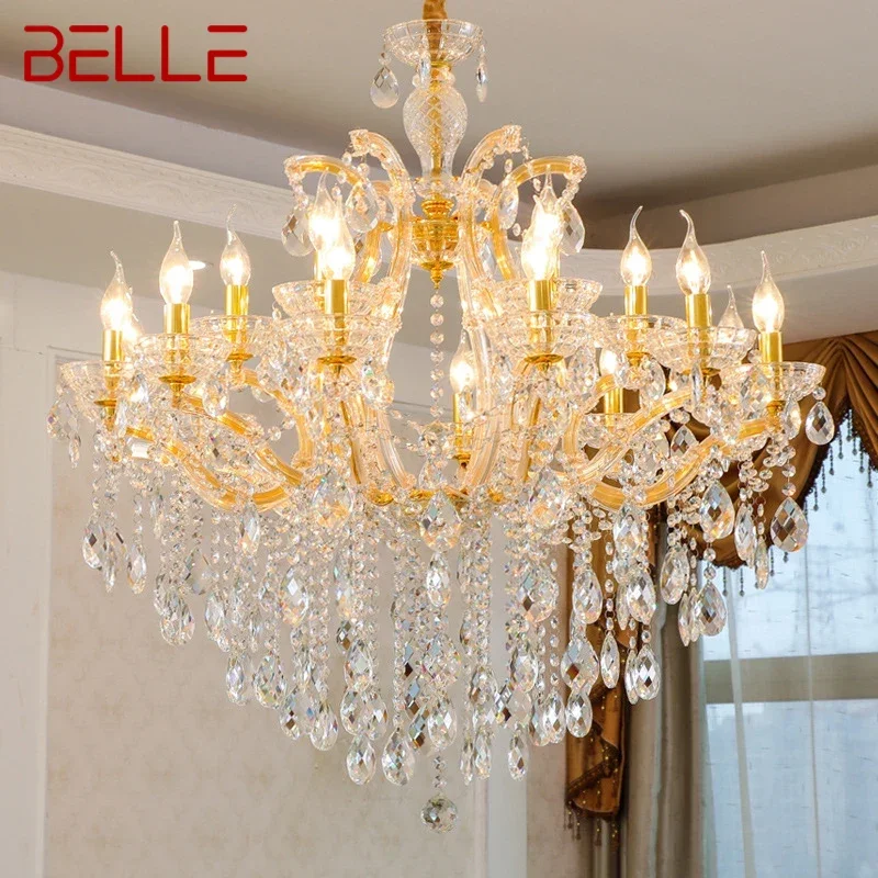 

BELLE Luxurious Candle Pendent Lamp European Style Crystal Lamp Living Room Restaurant Villa Duplex Building Chandelier