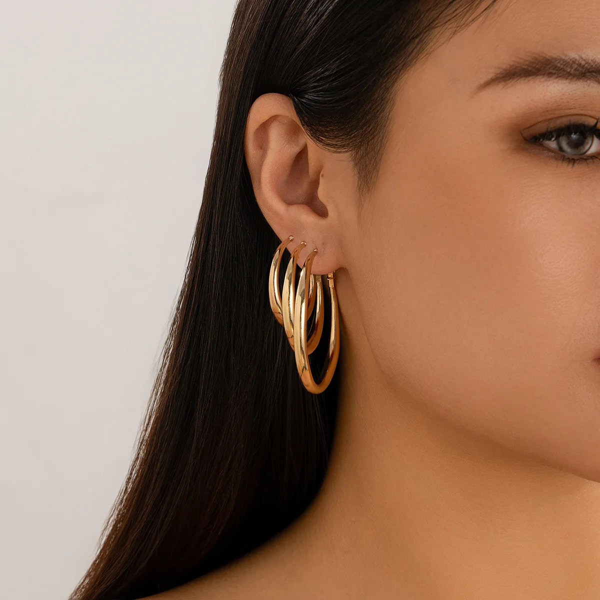 Набор колец и серег-колец для женщин металлические украшения геометрического