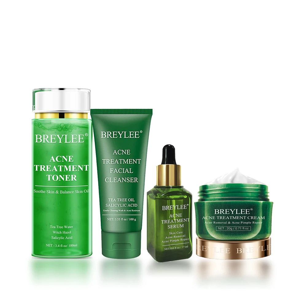 

Tea Tree Facial Cleanser Skin Care Set Acne Treatment Face Toner Oil Control Shrink Pores Care Cream Serum Repair Kits Cosmetics