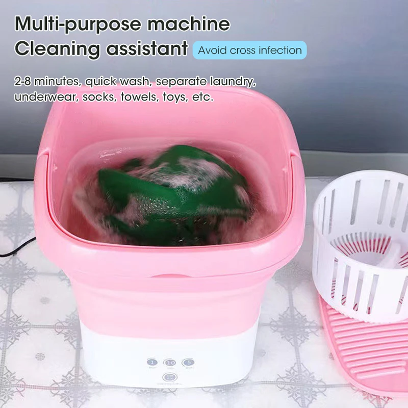 Mini Folding Washing Machine For Clothes With Dryer Washing Machine With Drying Centrifuge Bucket Washing For Socks Underwear