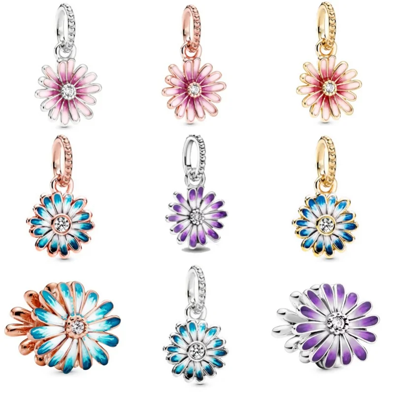 925 посеребренный вырезанный розовый фотоэлемент для браслетов Pandora ожерелья