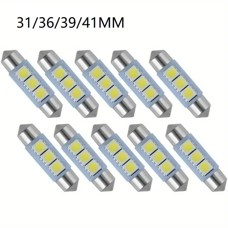 Фото 500 шт. белых потолочных светодиодных ламп C5W C10W 5050 3SMD 31/36/39/41 мм DC12V для автомобиля: подсветка номерного знака, купольные, для дверей, для чтения, для салона №1