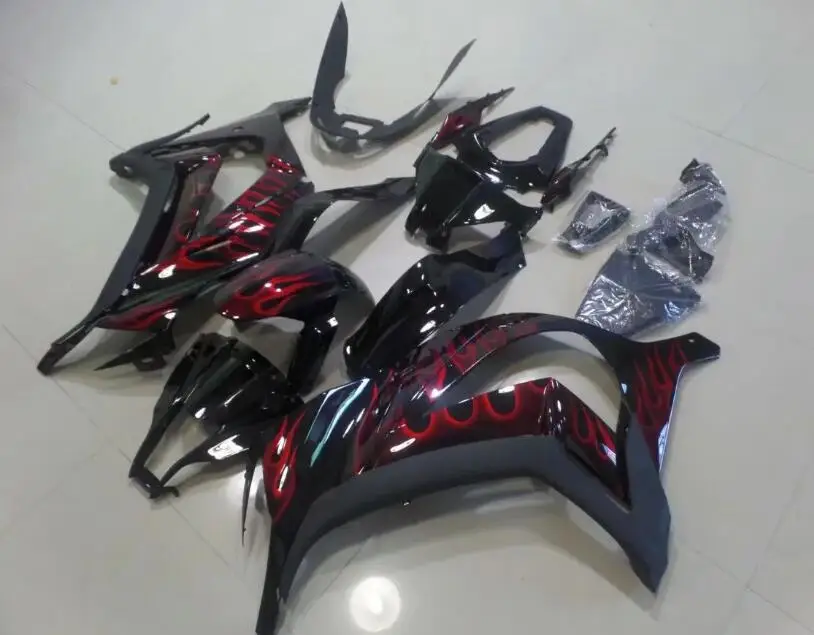 

4Gifts New ABS Fairings Kit Fit for Kawasaki Ninja ZX10R 2011 2012 2013 2014 2015 11 12 13 14 15 Bodywork Set Red Flame