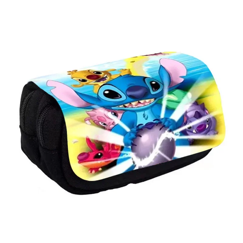 Kawaii Disney Stitch пенал с героями мультфильмов большая емкость двухслойная сумка для