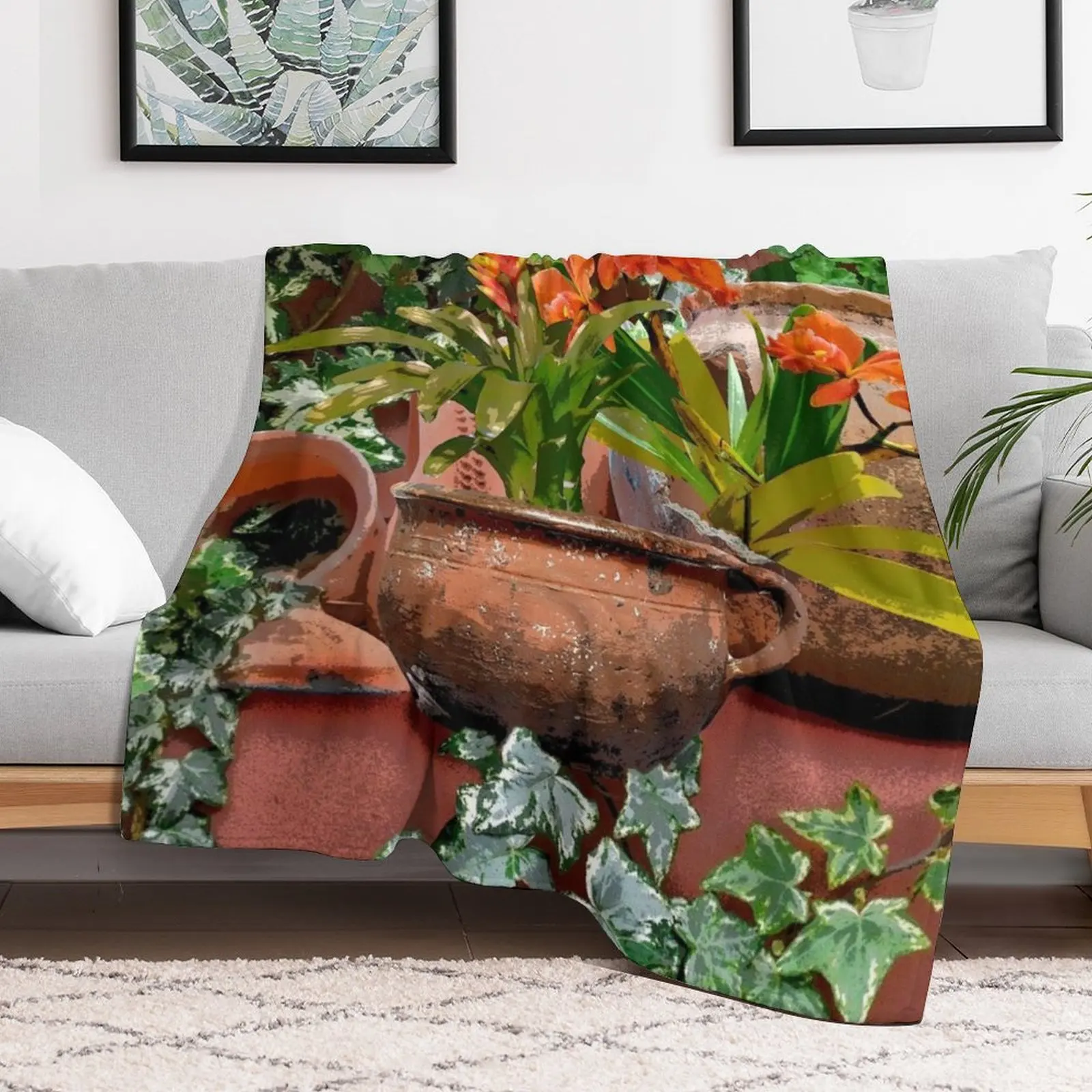 Трендовые биофильные настенные искусства орхидеи в бриккерах одеяло пушистое