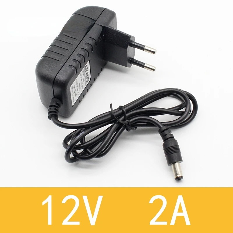 1PCS 12V2A AC 100V-240V Converter Adapter DC 12V 2A 2000mA Power Supply EU Plug 5.5mm x 2.1-2.5mm for LED CCTV