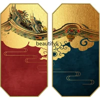 hj entrance decorative painting living room red and blue chinese style wall painting model room zen picture hanging painting